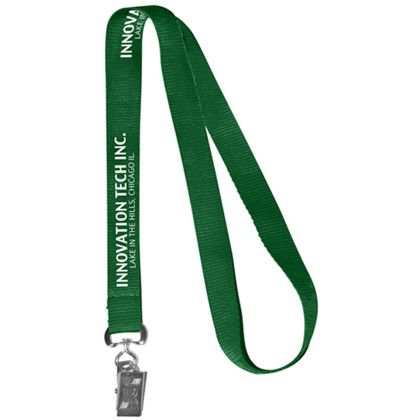 Custom 5/8" Polyester Silkscreen Lanyard - Dark Forest Green 