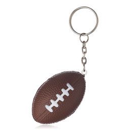 Custom Foot Ball Stress Holder Keychains - Brown 