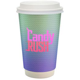 Custom 16 oz Full Color Paper Cup with Lid - White