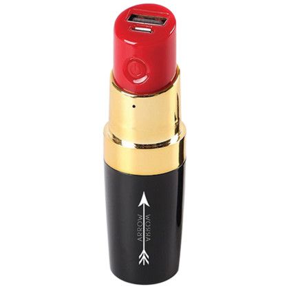 Custom Lipstick Shaped 2200mAh Power Bank - Black
