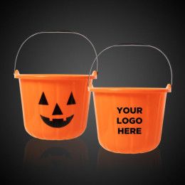 Custom Pumpkin Bucket w/ Handle 12 Pack - Orange