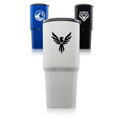 Custom 32 oz. Barton Plastic Double Wall Travel Mugs - All Colors 