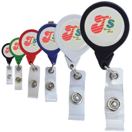 Custom No-Twist Round Retractable Badge with Bulldog Clip - All colors