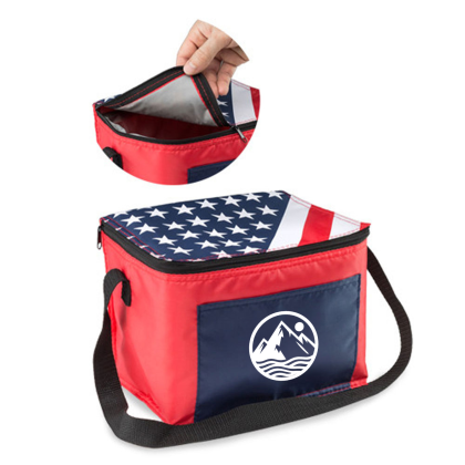 Custom American Flag Lunch Bags - Top View Custom American Flag Lunch Bags - Top View