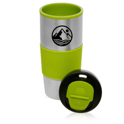 Custom 16 oz. Color Grip Double Wall Tumblers - Green Open View 