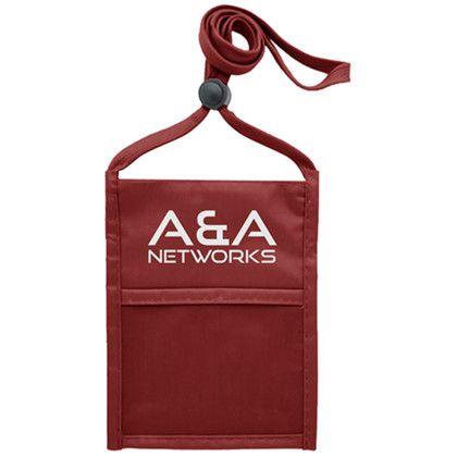 Custom Premium Double Window Pouch Neck Wallet - Maroon 