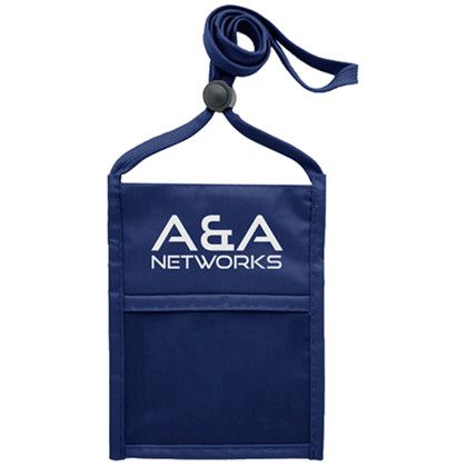 Custom Premium Double Window Pouch Neck Wallet - Navy Blue 