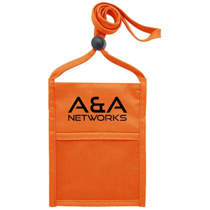 Custom Premium Double Window Pouch Neck Wallet - Orange 