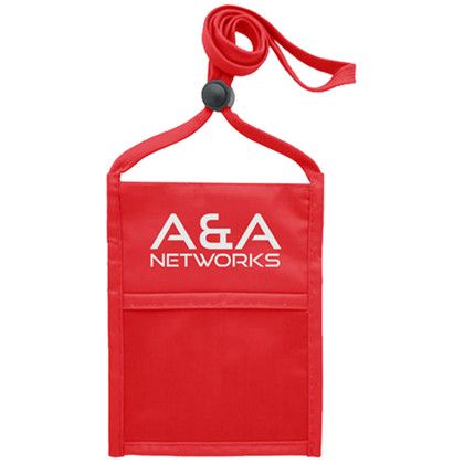 Custom Premium Double Window Pouch Neck Wallet - Red