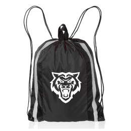 Custom Large Reflector Drawstring Backpacks - Black 