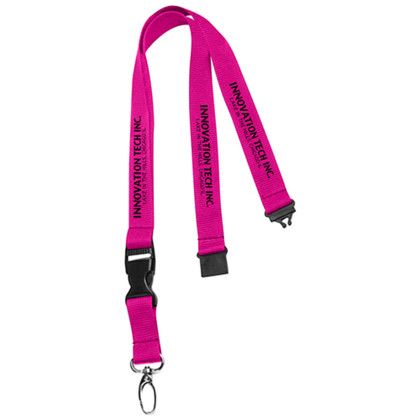 Custom 0.75" Lanyard with Buckle Release and Safety - Hot Pink 
