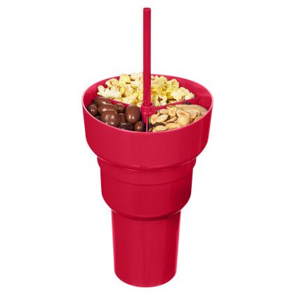 Custom Team 365 1L Recycled PP Stadium Tumbler with Snack Bowl - Sport Red In Use