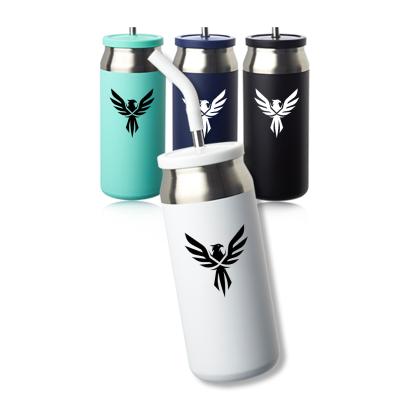 Custom 22 oz Sydney Can Shaped Tumbler with Silicone Lid and Straw - All Colors 