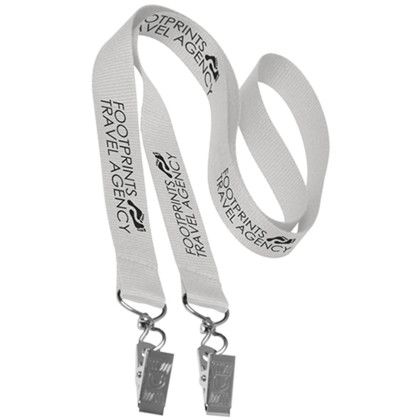 Custom 0.75" Double Ended Polyester Lanyard - Gray