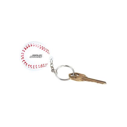 Custom Baseball Shape Stress Ball Keychain - White