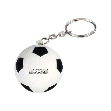 Custom Soccer Ball Shape Stress Ball Keychain - White