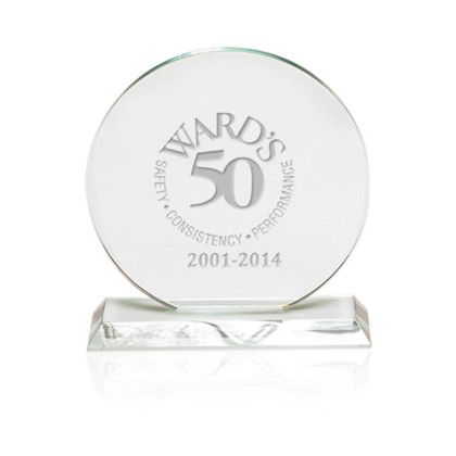 Custom Round Glass Awards - Clear Front View 