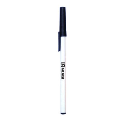 Custom Black Ink Stick Pens - White