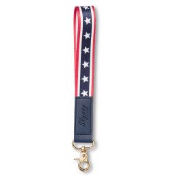 Custom USA Patriotic Wrist Strap Keychain - Red White Blue 