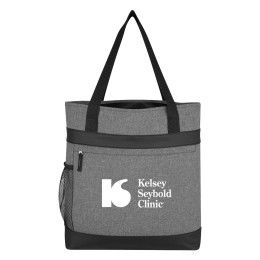 Custom Hidden Zipper Outing Tote Bag - Gray With Black Trim 