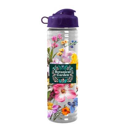 Custom 24 oz. Slim Fit Water Bottle with Flip Lid - Digital - Clear With Violet Lid Custom 24 oz. Slim Fit Water Bottle with Flip Lid - Digital - Clear With Violet Lid