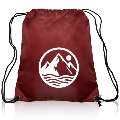Custom Classic Polyester Drawstring Bags - Burgundy
