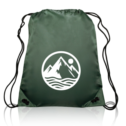 Custom Classic Polyester Drawstring Bags - Forest Green 