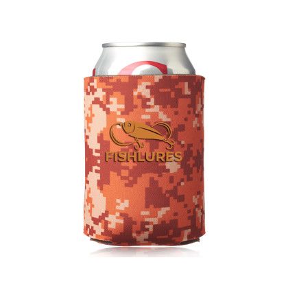 Custom Digital Pattern Foam Can Coolers - Orange