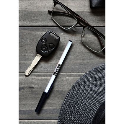 Custom Black Ink Stick Pens - White Lifestyle