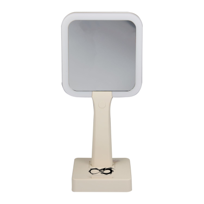 Custom Wellable LED Mirror with Stand - Cream Custom Wellable LED Mirror with Stand - Cream