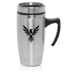 Custom 16 oz. Stainless Steel Travel Mugs with Handle - Silver 