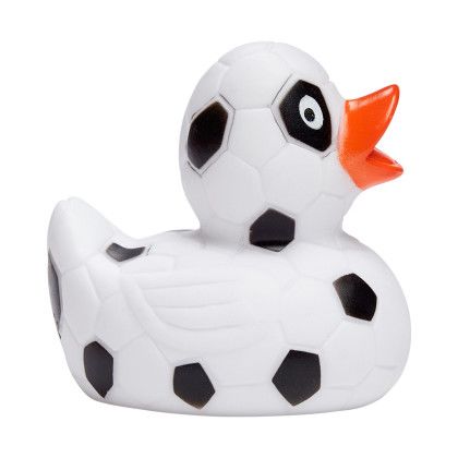 Custom Soccer Ball Rubber Duck - White Side View Custom Soccer Ball Rubber Duck - White Side View