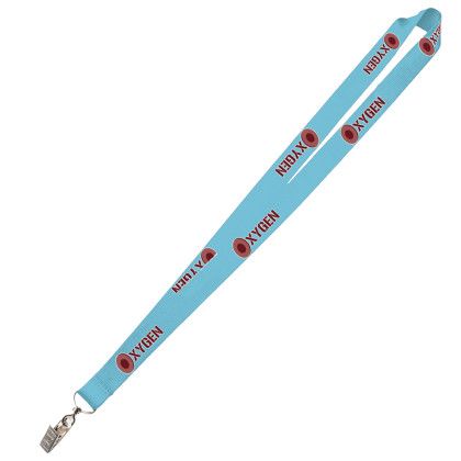 Custom 0.75" Micro Weave Smooth Dye-Sublimation Lanyards - Light Blue