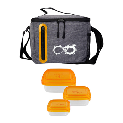 Custom Portion Control Oval Cooler Lunch Set - Orange