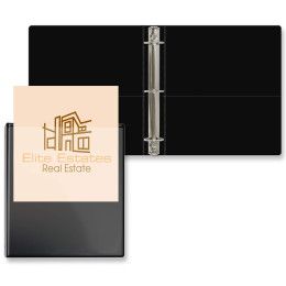 Custom 1 1/2" Overlay Round Ring Binder - Blank - Black