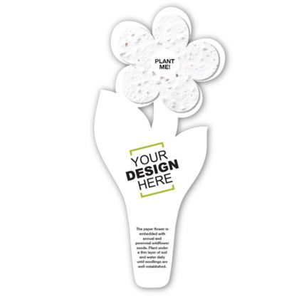 Custom Flower-Shaped Bookmarks - White