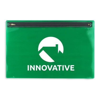 Custom Translucent Vinyl Nylon Zipper Portfolio - Translucent Green