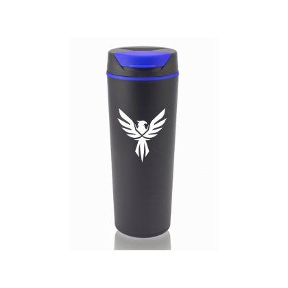 Custom 18 oz. Plastic Travel Mugs - Black Blue 