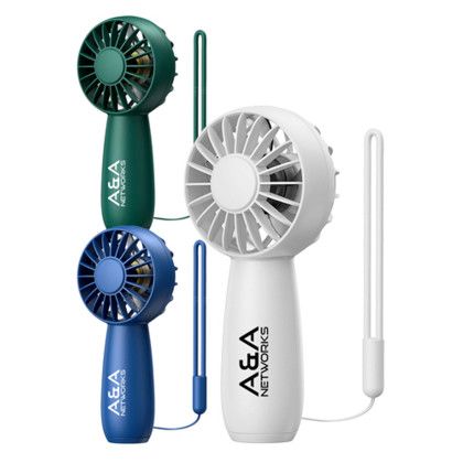 Custom Portable Handheld Fan with Lanyard - All Colors 