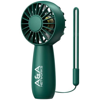 Custom Portable Handheld Fan with Lanyard - Green 