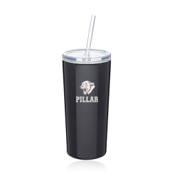 Custom 16 oz Mira Stainless Steel Tumblers with Straw - Black 