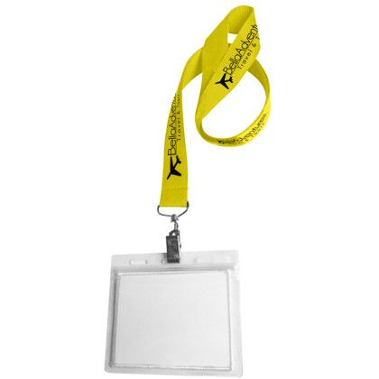 Custom 0.75" Lanyard Screen Printed with Badge Holder - Yellow