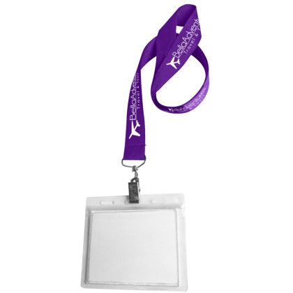 Custom 0.75" Lanyard Screen Printed with Badge Holder - Violet