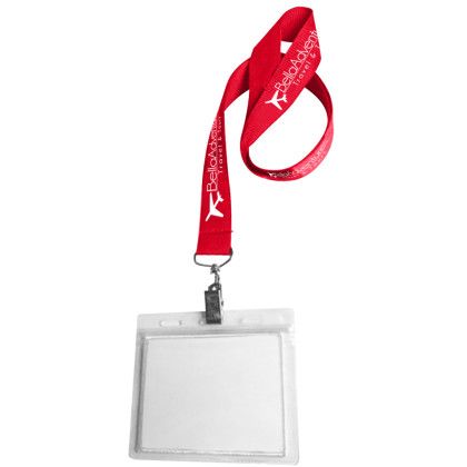 Custom 0.75" Lanyard Screen Printed with Badge Holder - Red 