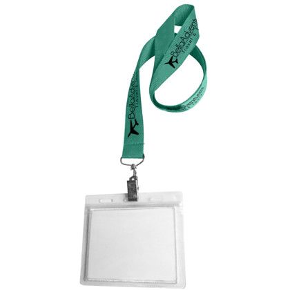 Custom 0.75" Lanyard Screen Printed with Badge Holder - Green