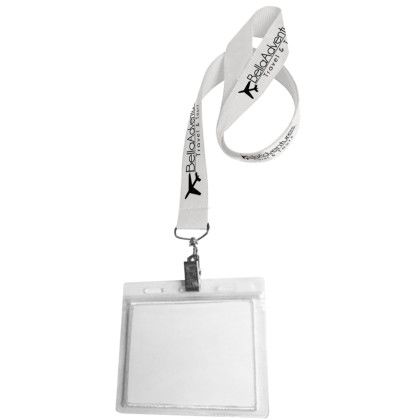 Custom 0.75" Lanyard Screen Printed with Badge Holder - Gray
