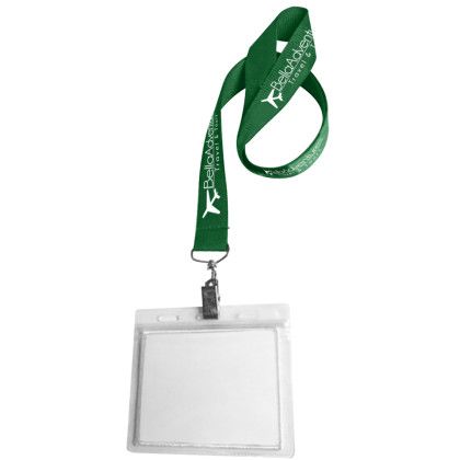 Custom 0.75" Lanyard Screen Printed with Badge Holder - Dark Forest Green 