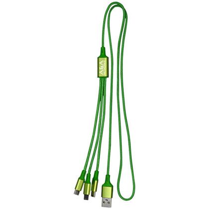 Custom Metallic 3-in1 Cable with Type C USB - Green