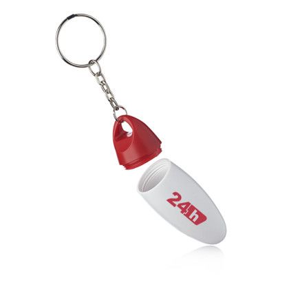 Custom Dallas Plastic Pill Bottle Keychains - Red Open View