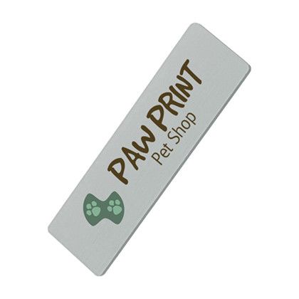 Custom 3" x 1" Digitally Printed Name Badge - Silver